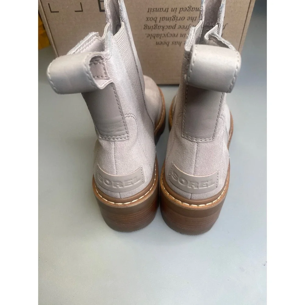 Sorel Lennox Chelsea Suede Boots Grey Taupe Waterproof NL5034-084 Womens 7.5